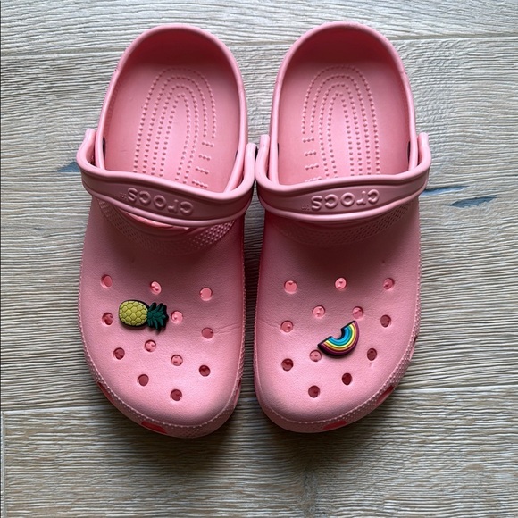CROCS Shoes - CROCS Melon colored Sandals with Perforated Design and Rotating Heel Strap